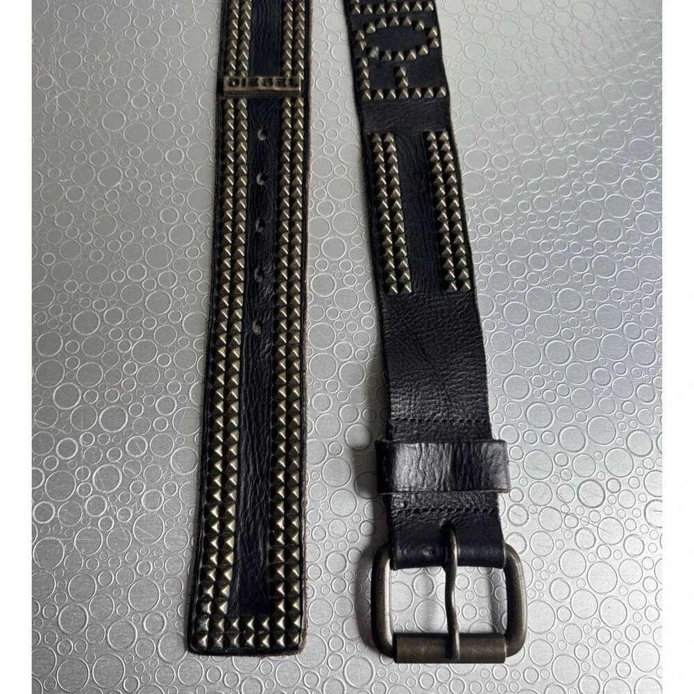 VTG Rare Diesel For Successful Living Studded Leather Belt Italy - Size 95 38